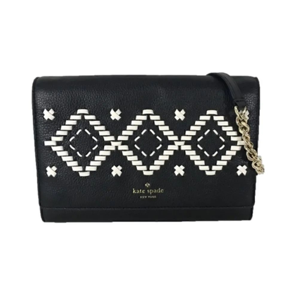 Kate Spade Flynn Street Valencia Leather Clutch Crossbody Black